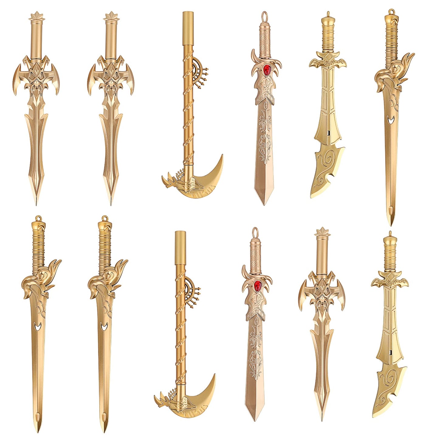 cobee Novelty Sword Pens,12 Pieces Cool Rollerball Pens 0.5 mm Gel Ink Pens Fun Ballpoint pen Party Favor for Home School Office Reward Gift(Gold)