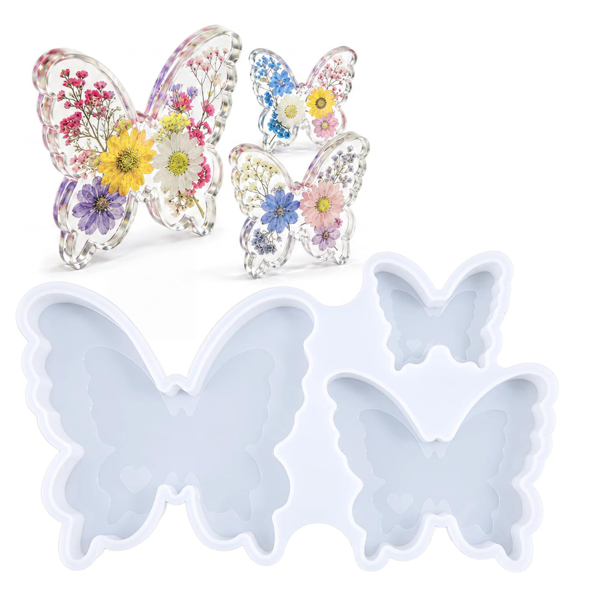 HJZHII Butterfly Resin Molds 3D Butterfly Candle Molds Epoxy Resin Mold for Spring Soft Silicone Mold Epoxy Moldes for Resins Casting Soap Flowers Preservation Spring Decor Easter Gifts
