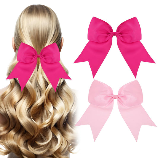 cobee 2PCS 8" Cheer Bow Clip, Large Pink Red Hair Bow Clip Cheerleading Bows Hair Barrettes with Alligator Clips Hair Accessories for Girls Football Softball Competition Party Birthday