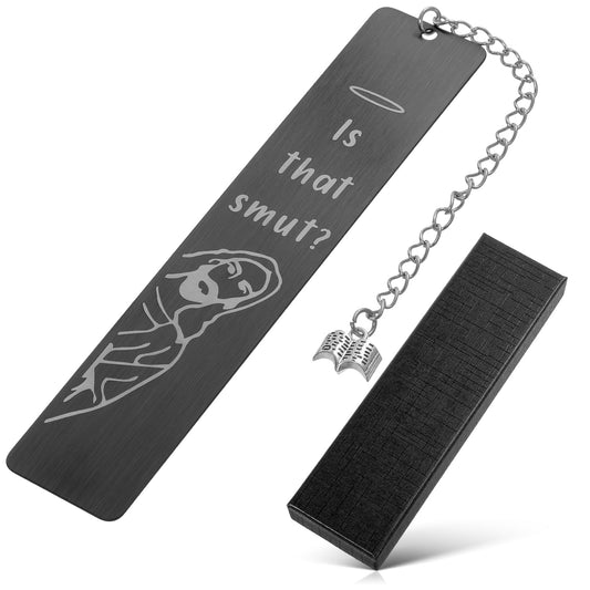 AOZUO Stainless Steel Metal Bookmark, Funny Jesus Pattern Double Scale Bookmark for Book Lovers Teachers Students Birthday Gifts with Pendant Gift Box (Black)