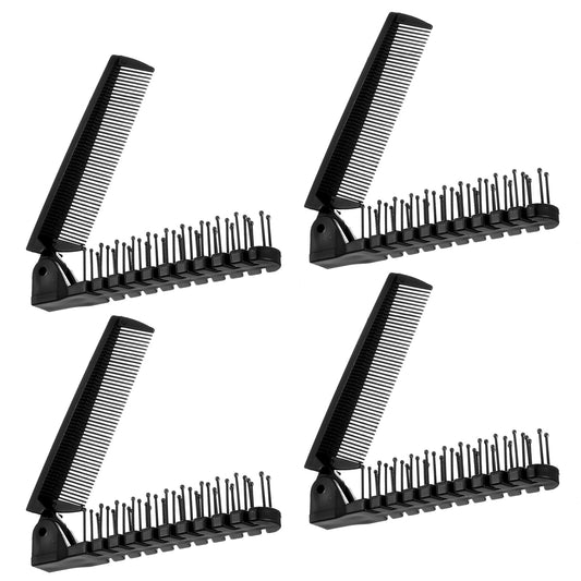 JIEYAO 4 Pcs Folding Comb, Travel Foldable Brush Comb, Compact Pocket Hair Comb Double Headed Hair Brush Small Folding Hair Brush Anti-Static Hairdressing Tools for Men Women