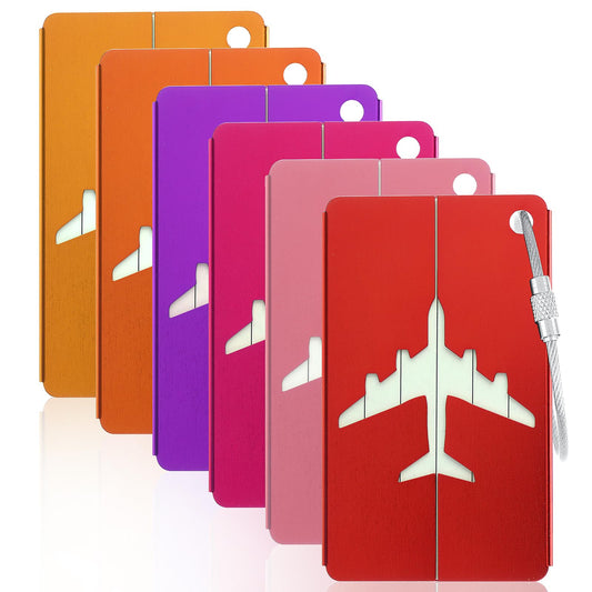 cobee 6 Pack Luggage Tag for Suitcases, Metal Luggage Tag TSA Approved, Quickly Spot Luggage Name Tags, Travel Essentials Accessories for Backpacks, Suitcases, Bags(6 Color B)