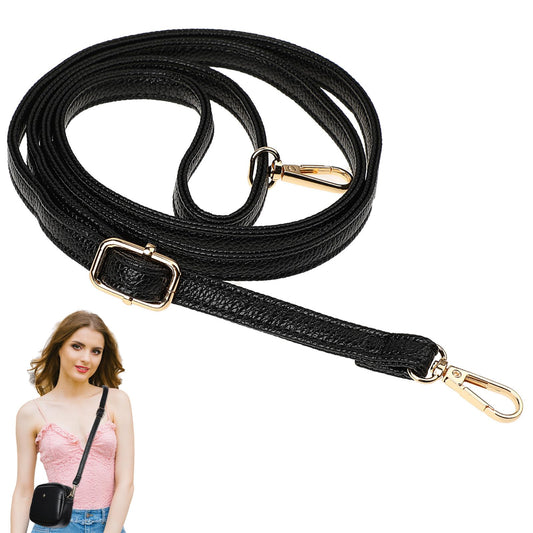 MBAIYO Replacement Purse Strap, 33.4-59 Inch Adjustable PU Leather Belt for Purse Crossbody Bag Handbags Long Soft Slim Crossbody Strap for Handbags Black