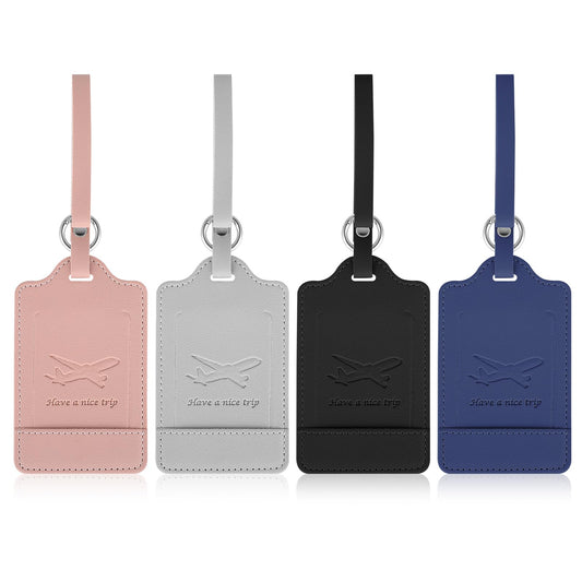 Giantree Luggage Tags, 2/4 Pcs Suitcase Tags with Address Labels PU Travel Suitcase Tags Name Tag ID Label for Business Trip Air Travel Accessories Handbags Backpacks (4)