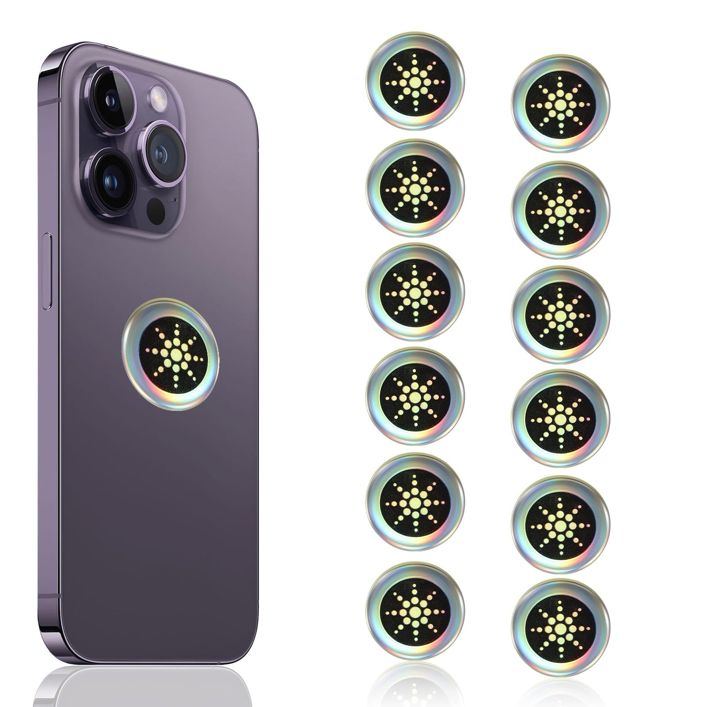 Yuanchu 12 Pcs Cell Phone Radiation Protection Stickers, 1.1 Inch EMF Protection Cell Phone Stickers Self-Adhesive Radiation Protection Stickers for Electronic Products, Mobile