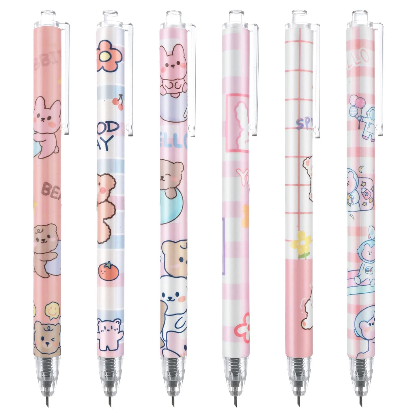 cobee Cartoon Pattern Art Drawing Pens, 6 Pack Retractable Craft Engraving Pens Cute DIY Art Hobby Paper Pens Creative Carving Tool Student Pencil Pens for Scrapbooking Drawing Supplies(Bear Pattern)