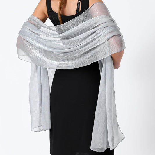 Jeffdad Women Shawls Scarf Soft Fashion Silky Satin Shawls for Bridal Bridesmaid Wedding Evening Party Formal Ball Scarves(Silver gray)