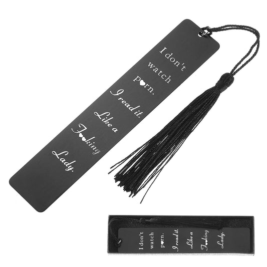 AOZUO Funny Bookmark for Women, Book Lover Stainless Steel Bookmarks Gifts with Storage Box for Bookish Bookish Nerd Bookworm Inspirational Readers Gifts for Her BFF Book Club Spicy Reader(Black)