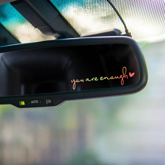 AOZUO Pack of 4 Stickers, You Are Enough Rear View Mirror Sticker, Car Window Sticker, Self Affirmations, Cosmetic Mirror Sticker for Women, Water Bottle, Laptop, Bumper, Car Accessories, Gifts