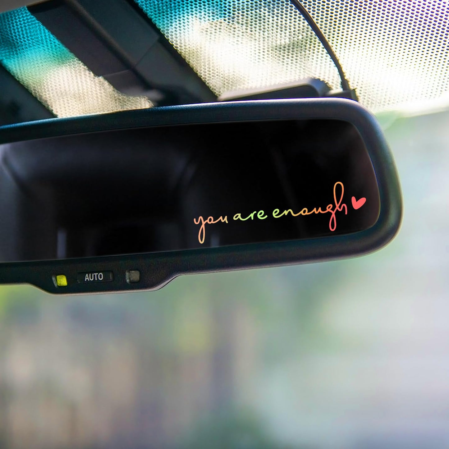 AOZUO Pack of 4 Stickers, You Are Enough Rear View Mirror Sticker, Car Window Sticker, Self Affirmations, Cosmetic Mirror Sticker for Women, Water Bottle, Laptop, Bumper, Car Accessories, Gifts