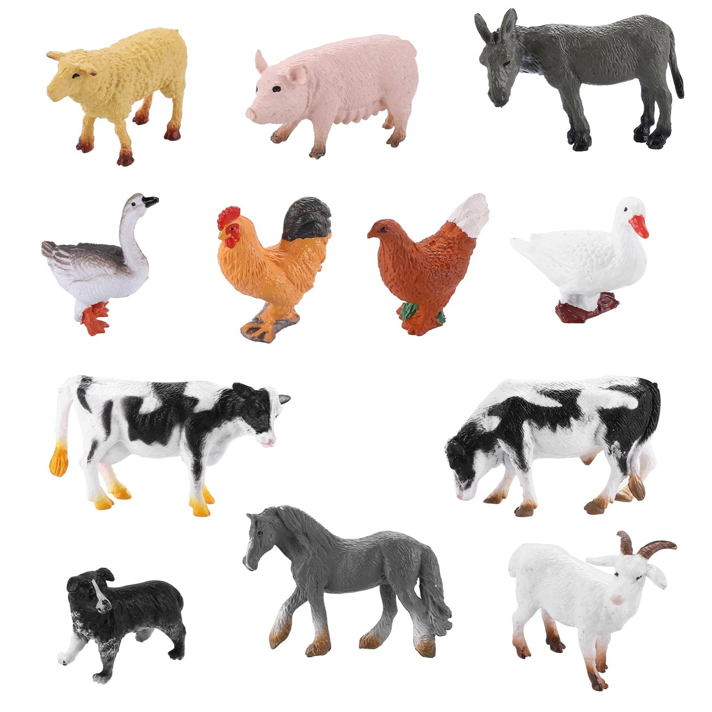 cobee Farm Animal Figures, 12PCS Realistic Animal Figurines Barn Animals Model Educational Learning Playset Cake Topper Party Favors Bath Toys Cake Topper for Boy Girl
