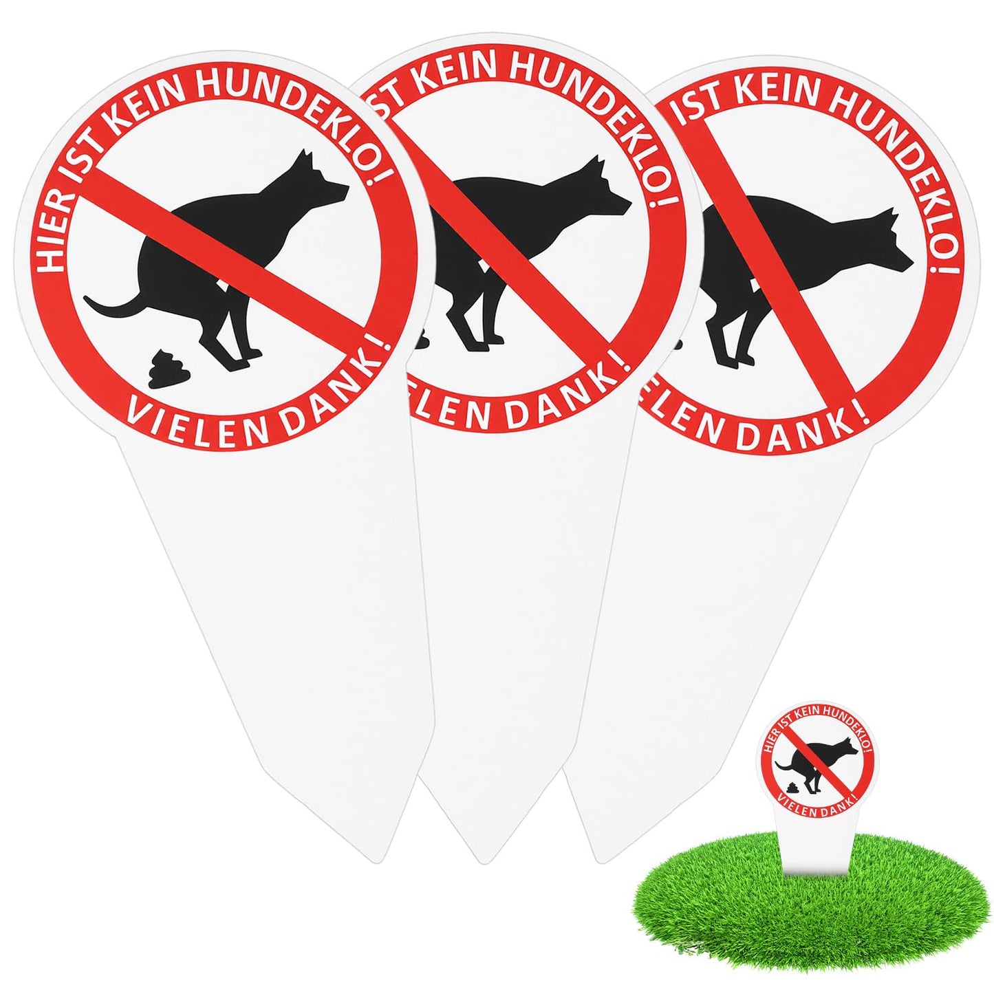 WJIAAA Kein Hundeklo Sign, 29 x 15 cm Notice Sign, Verbot Hund, Both Sides Printed Made of PVC Hard Foam Board, for Park, Playground, Property, Pack of 3