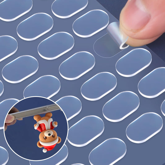 Amabro Adhesive Putty, 13×8mm Clear Stick Dots Removable Sticky Tack Putty Double Sided No Trace Sticky Putty for Poster Crafts Festival Party Decorations(500)