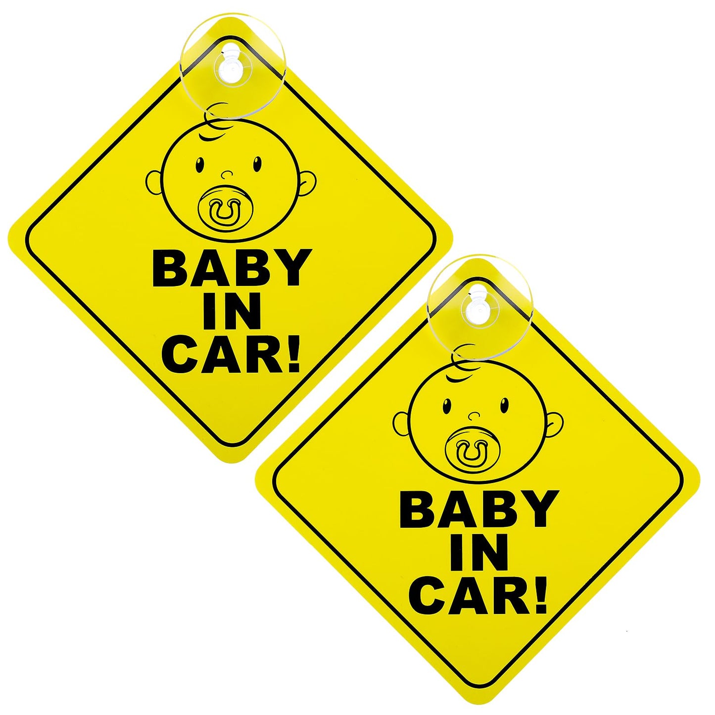 TIESOME 2PCS Baby on Board Sign for Car Warning, Removable Kids Safety Warning Sticker Sign for Car Warning with Suction Cups Durable Baby Sticker Decal (Baby in Car)