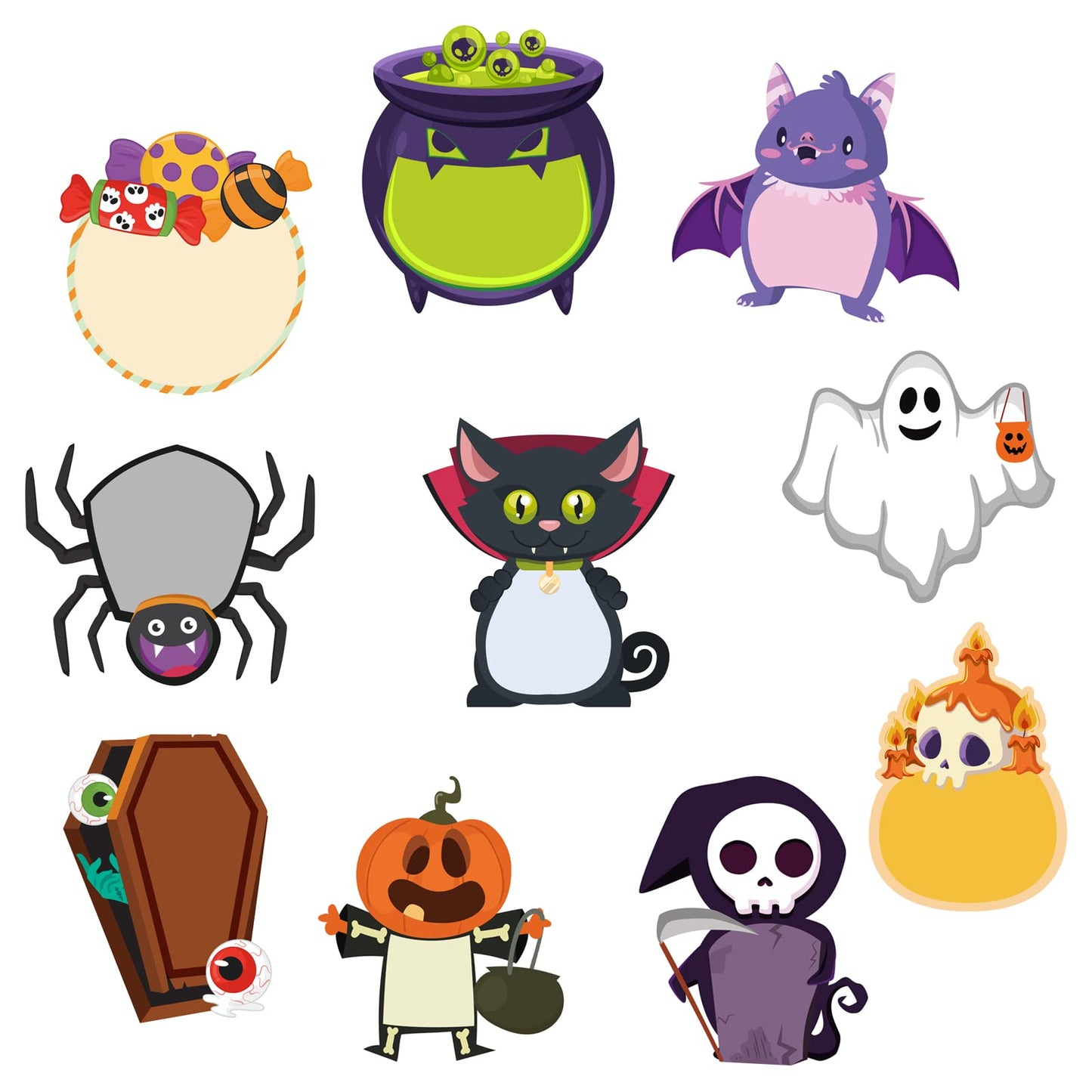 Cobee Cute Halloween Sticky Notes,10 Pack Cartoon Halloween Sticky Notepads Self-Stick Memo Pads Creative Page Markers Students Home Office Supplies Kids Party Favors
