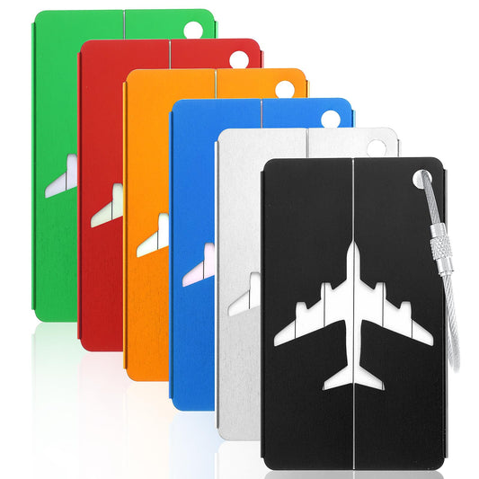 cobee 6 Pack Luggage Tag for Suitcases, Metal Luggage Tag TSA Approved, Quickly Spot Luggage Name Tags, Travel Essentials Accessories for Backpacks, Suitcases, Bags(6 Color A)