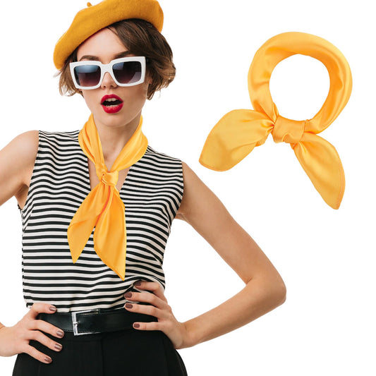 simarro 23.5" Women Silk Feeling Scarf Satin Head Scarves, Fashion Square Neck Satin Scarfs Neck Scarf Breathable Lightweight Clothing Handbag Accessories(Yellow)