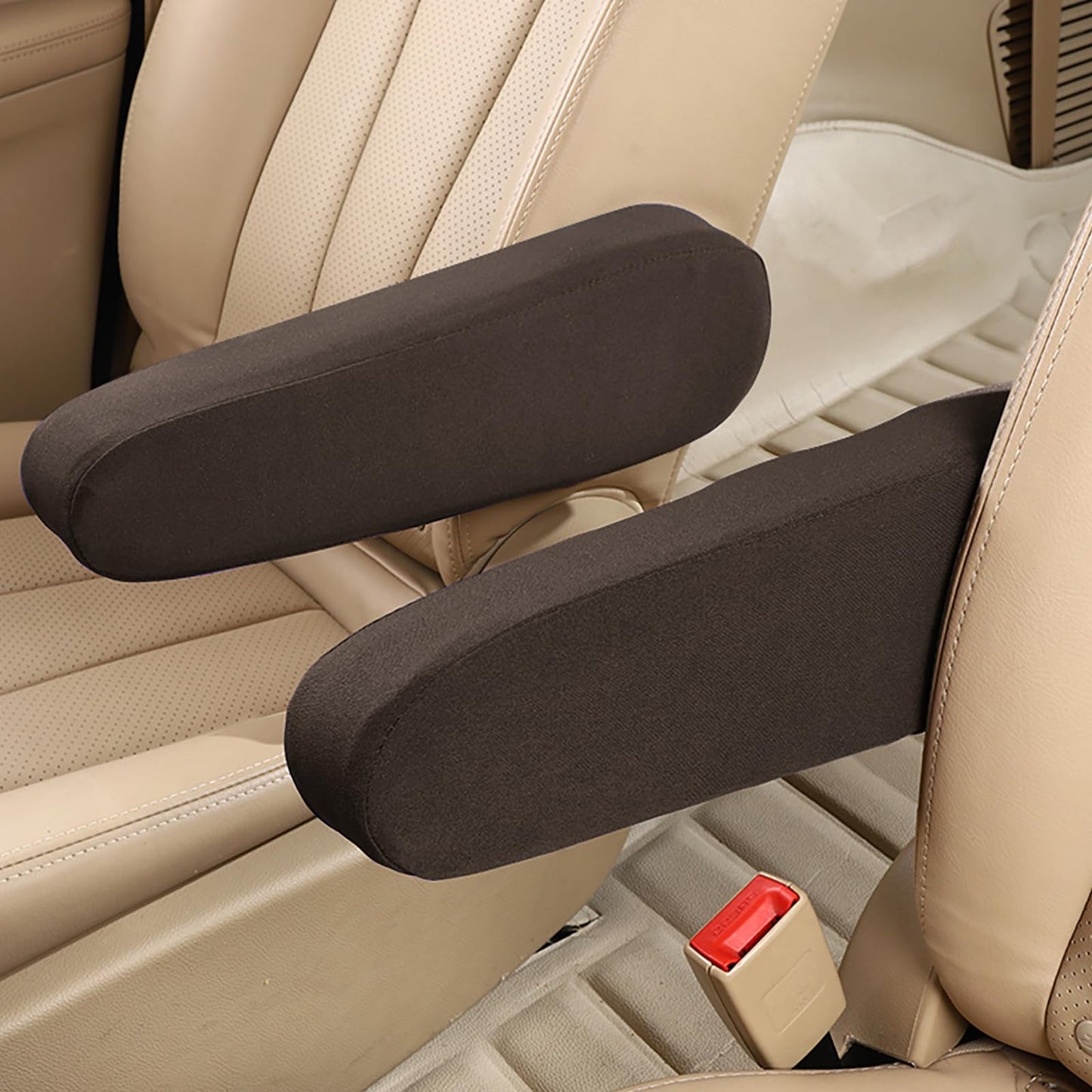 Amabro 2PCS Car Front Seat Armrest Cover, Comfortable Armrest Cover Elastic Car Armrest Protectors Anti-Scratch Armrest Cover Replacement Universal for Most Car Truck SUV(Coffee)