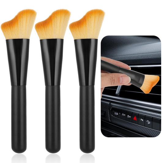 Jeffdad 3 Pcs Car Interior Detailing Brush, Auto Interior Dust Brush, Curved Soft Hair Cleaning Brushes, Removal Dust Brush For Vehicle Dashboard Air Conditioner Vents Leather Computer