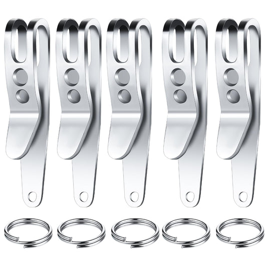 Molain 5Pcs Pocket Bag Suspension Clip with Keychain, Stainless Steel Bag Waist Belt Hanging Clip Mini Metal Key Buckles Portable Pocket Clips for Keys Flashlights Outdoor Gadgets