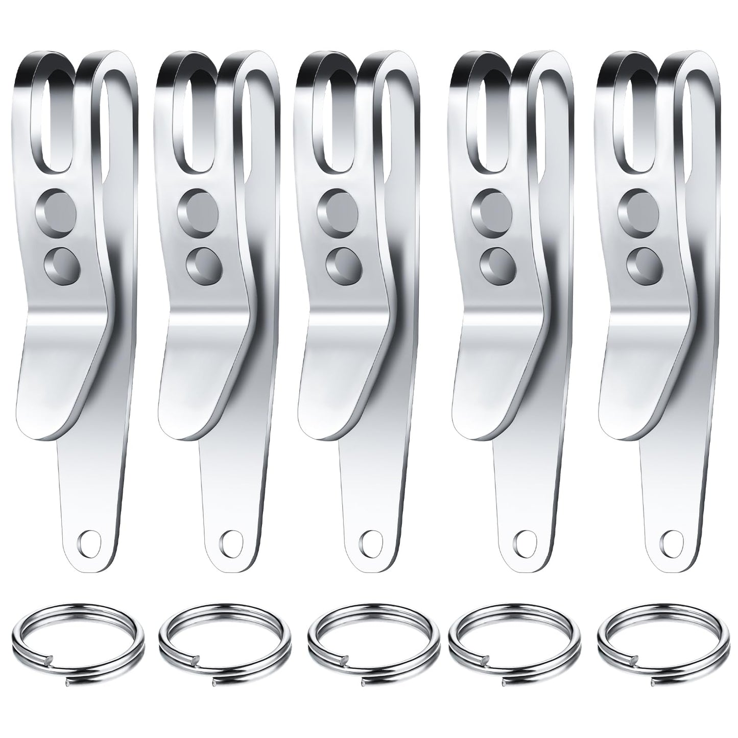 Molain 5Pcs Pocket Bag Suspension Clip with Keychain, Stainless Steel Bag Waist Belt Hanging Clip Mini Metal Key Buckles Portable Pocket Clips for Keys Flashlights Outdoor Gadgets