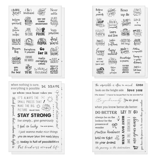 AOZUO 8 Sheets Black Stickers Inspirational Quotes Motivational Aesthetic Words Beautiful Words Positive Affirmation Stickers for Students Teachers Decor Laptop Scrapbook