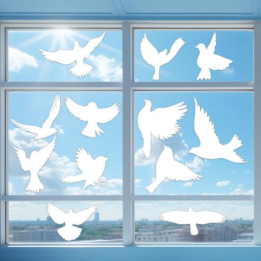 MBAIYO Pack of 24 Large Butterfly Anti-Collision Window Stickers, Bird Protection Stickers for Windows, Transparent White Window Stickers, Prevent Bird Strikes on Doors and Windows, Glass Decor