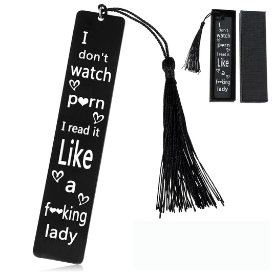 AOZUO Funny Bookmark for Women, Bookmark Gifts for Book Lovers, Bookish Stainless Steel Bookmark Ruler with Tassel for Book Lovers, Dark Romance, Bookworms (Black)