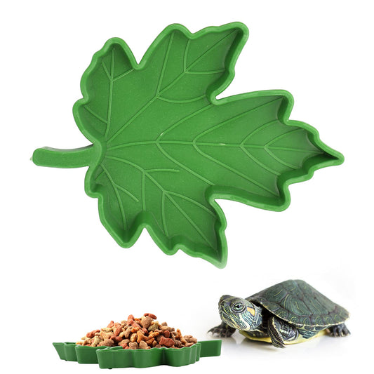 Moain Reptile Leaf Food Water Bowl, Drinking Bowl Water Plate Reptile Leaf Shape Dish Flat Drinking Bowl Water Plate for Turtle Lizards, Hamsters, Snakes