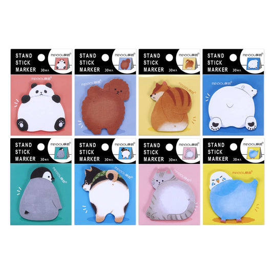 Molain Cute Sticky Notes, 8 Pack Cartoon Sticky Notes Animals Shape Markers Flags Self-Stick Memo Pads Students Home Office Roommates Gifts Tab Supplies 240 Sheets, multicolored