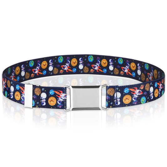 Amaxiu Kids Adjustable Print Belts, Hanging Buckle Boys Belt Elastic Girls Waist Belt for School Uniforms Pants Jeans
