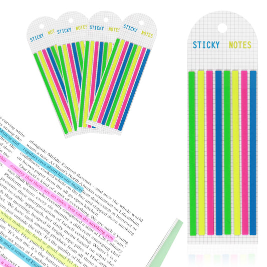 Bewudy 640PCS Highlighter Tape Set,4 Packs Transparent Sticky Notes,Writable Long Page Markers Tabs for Notebooks,Multi-Colored Book Flags Tabs Strip Index Tabs,Office School Supplies (Highlighter)