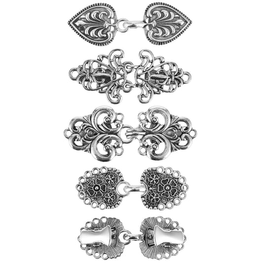 Jeffdad 4 Pcs Vintage Cardigan Sweater Clips, Sweater Clasps And Closures For Cardigans, Sweater Clips for Cardigans to Hold Sweater Together, Shirts Dress Brooch Clips for Women Girl(Silver)