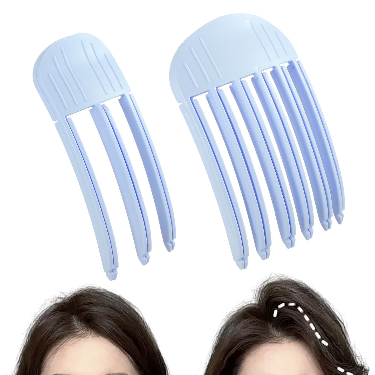 Yuanchu 2Pcs Wind Shaping Styling Combs for Fluffy Bangs, 3/6 Teeth Puffy Lazy Hair Clip High Crown Volume Tools Set No-Trace Hair Root Curlers for Women Natural Voluminous Look