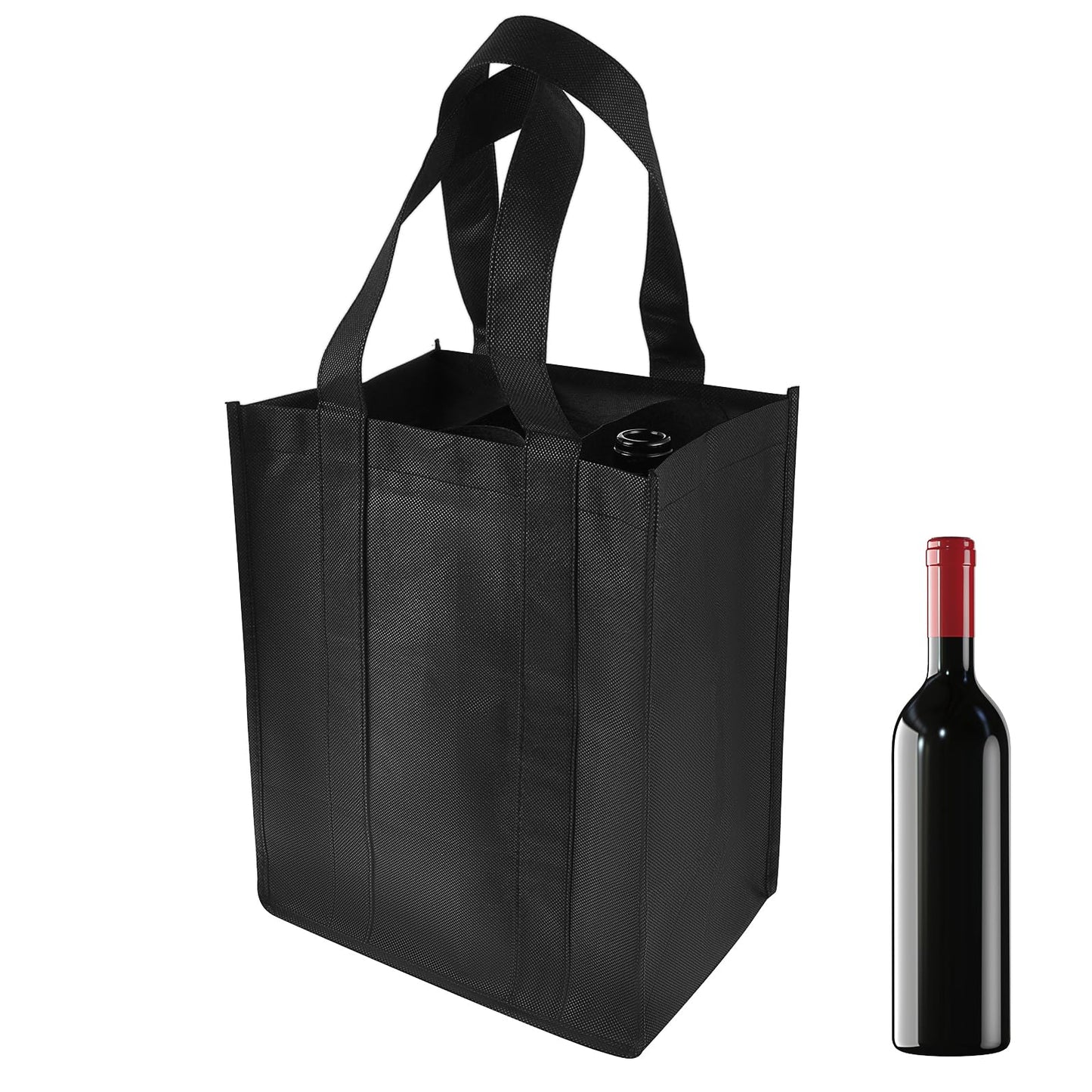 TIESOME 6 Bottle Wine Carrier Tote, Non-Woven Wine Bags Reusable Wine Travel Bag Portable Carrier Wine Bottle Holder Bag Wine Gift Bag with Carry Handle for Travel Camping Picnic Wine Lover