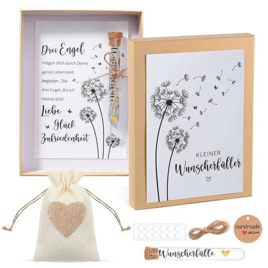 Jieyao Money Gifts Birthday, Wish Fulfiller Packaging Made of Wood, Dandelion, Funny Wedding Gift with Test Tubes, Twine for Wedding, Confirmation, Gift, Bride and Groom, Travel