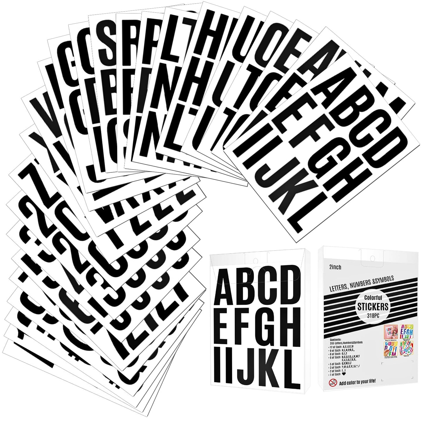Bewudy 24 Sheets Vinyl Sticky Letters, Capital Letter Stickers Self Adhesive Alphabet Letters Stick On Letters Scrapbook Waterproof Lettering for Crafts Mailbox Signs Address Window Door Cars (Black)
