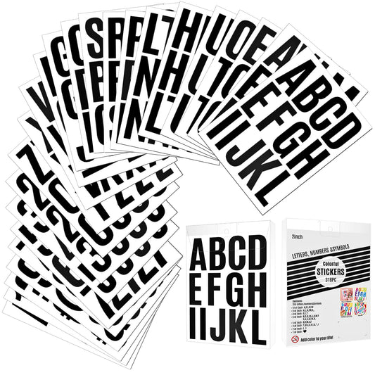Bewudy 24 Sheets Vinyl Sticky Letters, Capital Letter Stickers Self Adhesive Alphabet Letters Stick On Letters Scrapbook Waterproof Lettering for Crafts Mailbox Signs Address Window Door Cars (Black)