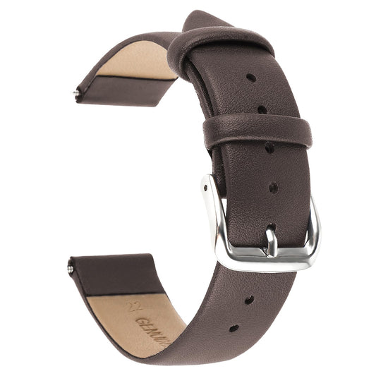 Amaxiu Vintage Leather Watch Band, Soft Calfskin Watch Strap Quick Release Universal Replacement Watchbands with Stainless Steel Silver Buckle 18mm 20mm 22mm for Men Women(22mm, Dark Brown)