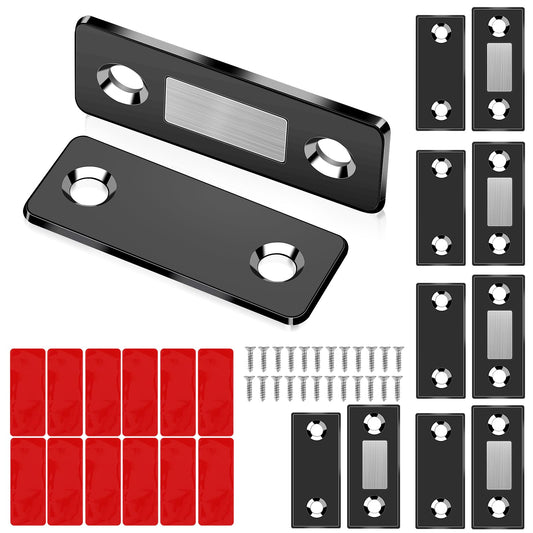 Amaxiu 6 Pairs Cupboard Door Magnet, Ultra Thin Cabinet Magnetic Catch Cabinet Magnetic Door Catches Self Adhesive Strips Drawer Magnets Catches for Wardrobe Sliding Door Latch Closure Closer(Black)