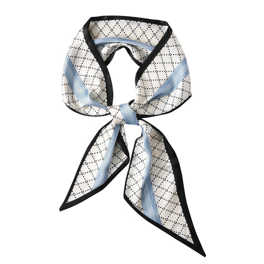 Giantree Satin Scarf for Women, Exquisite Printed Double Layer Headscarf Beveled Small Scarf Beach Head Scarves Wraps Scarf for Hair Wrapping at Night Handbag Accessories 55.11"x5.12" (Style 2)