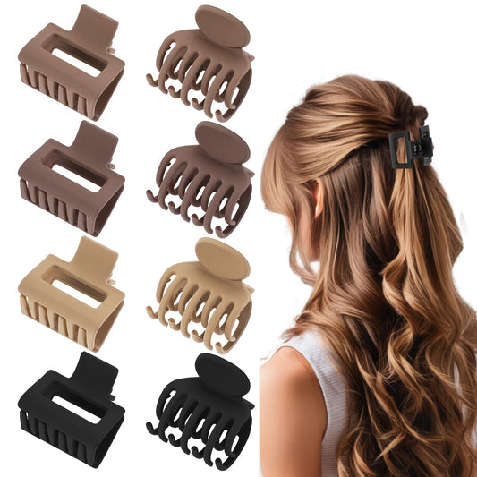 AOZUO Pack of 8 Hair Clips for Women, 4 cm Double Rows Matte Hair Clip, Small Non-Slip Hair Accessories, Hair Styling Accessories for Women and Girls for Thin Hair, Thick Hair