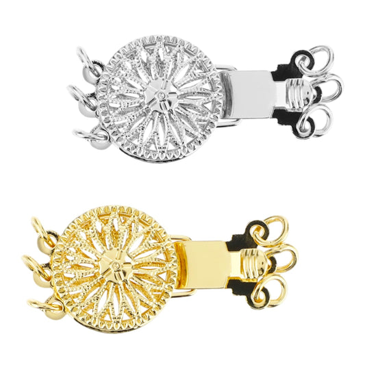 TIESOME 2 Pcs Necklace Layering Clasps Separator for Stackable Necklaces, Gold and Silver Metal Tangled Free Safety Jewelry Locking Clasp Necklace Extender for Women Girl