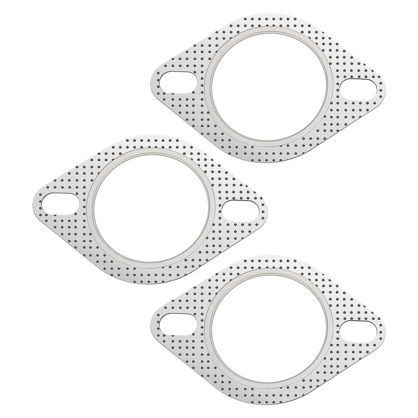 Jeffdad 3 Pcs Car Exhaust Gasket, Ultra Seal 2-Bolt Exhaust Flange Gasket Standard Exhaust Gasket, Gasket Car Accessories Made of High Temp Gasket Material(2.5in)