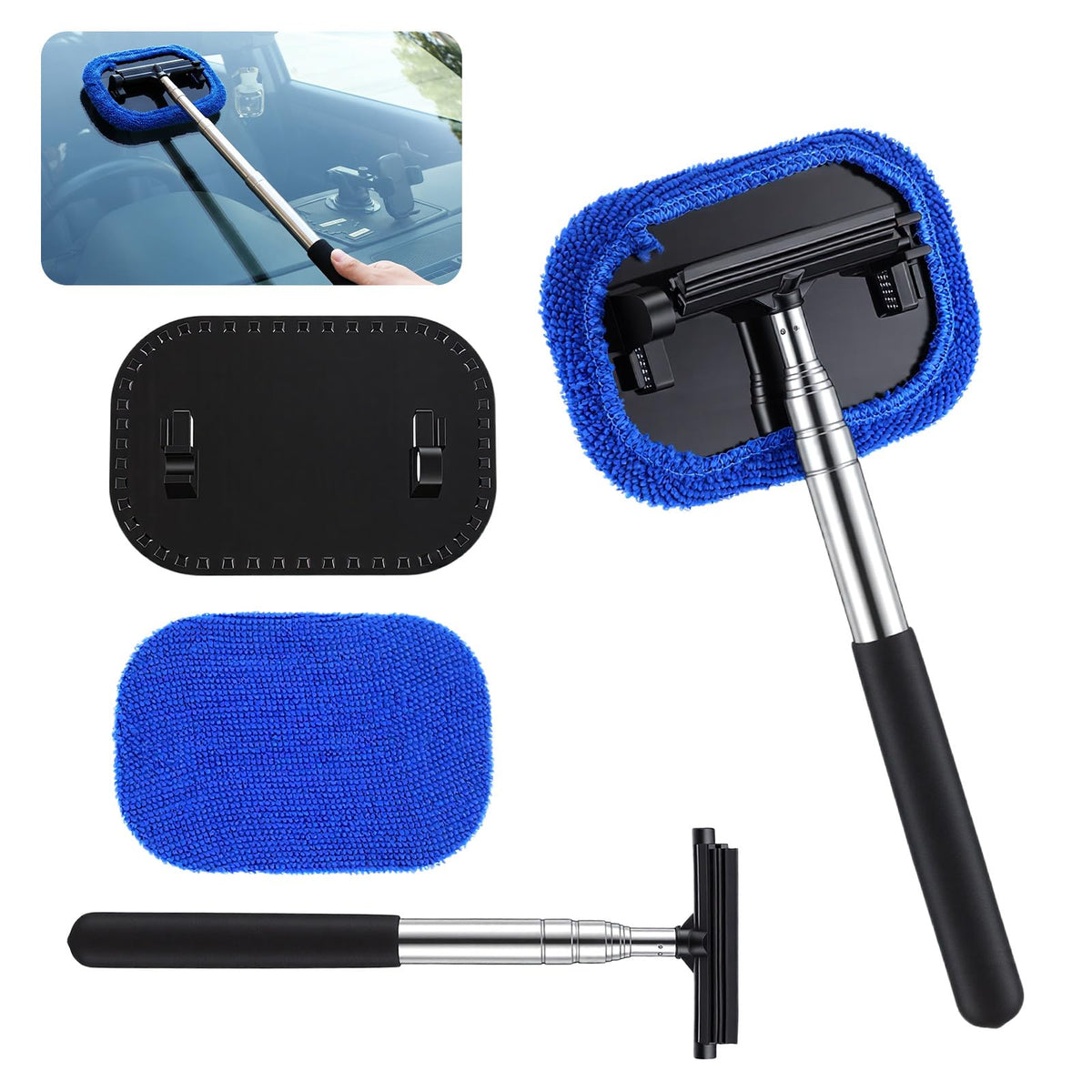Amabro Telescopic Car Mirror Windscreen Squeegee Silicone with Microfibre