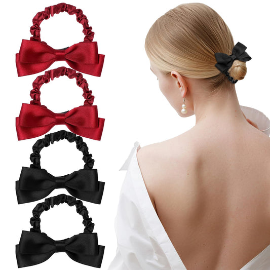 AOZUO Pack of 4 Hair Bows with Bow, Scrunchies Scrunchie Hair Bobbles Cute Hair Bobbles Soft Elastic Hair Ropes Hen Party Hair Accessory for Women Girls Halloween
