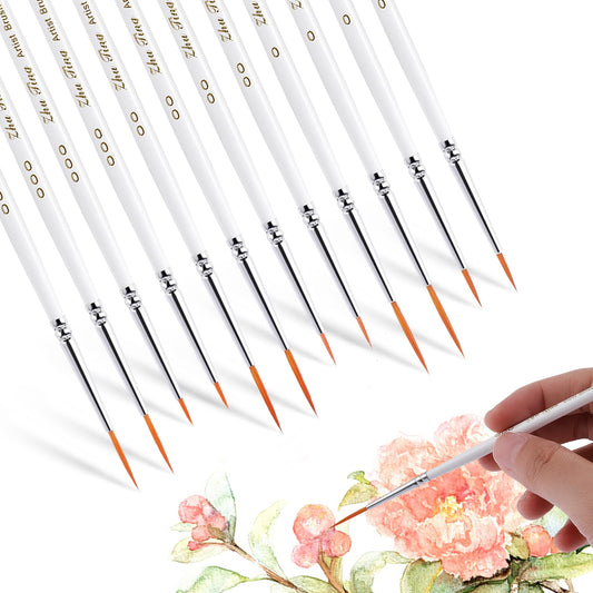 cobee 12Pcs Paint brushes, Detail Fine Nylon Paint Brushes Micro Mini Tiny Artist Paintbrush Set for Kids Students Artists Detail Painting Oil Fine Art Painting