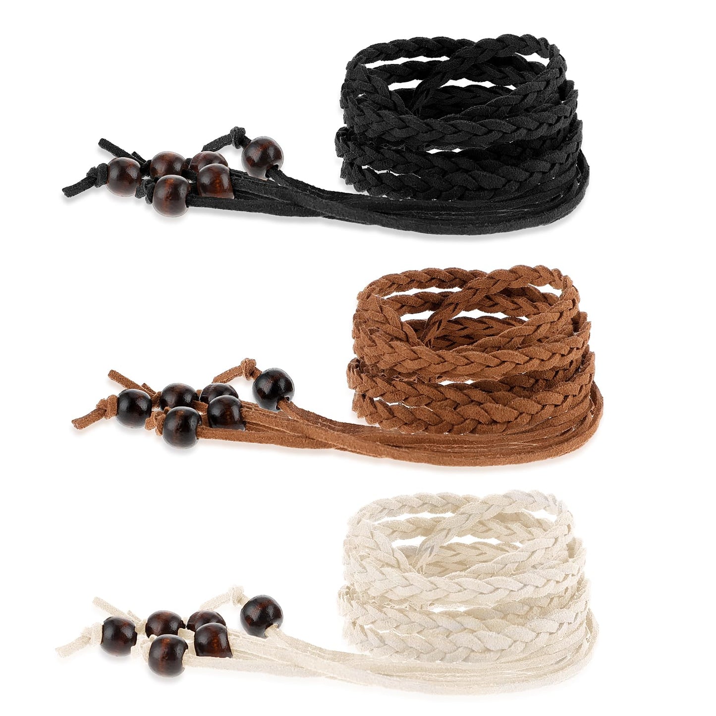 simarro 3Pcs Women's Belts, Skinny Tassel Braided Waist Belt Braided Waistband for Dress Retro knotted Dress Decorative Belt Rope Belt for Skirt Dress