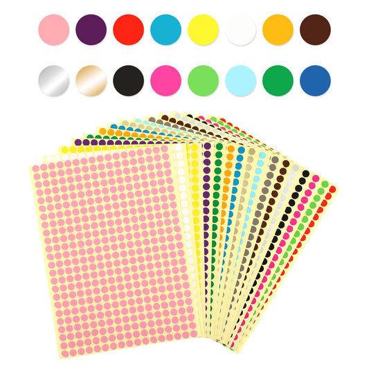 Amaxiu 6528Pcs 1/4 Inch Colored Dot Stickers, Coding Labels Circle Dot 16 Color Code Dots Round Adhesive Dots Sticker for Office Classroom Kids(Small)