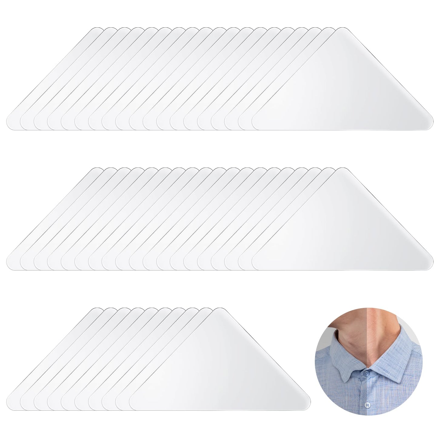 Giantree 120 Pcs Men's Shirt Collar Stays, Dress Shirts No Roll Collar Polo Shirt Collar Stays, PVC Collar Anti-Warping Edge Shaper Plastic Collar Support Rack Sticker for Shirts and Polo Shirts